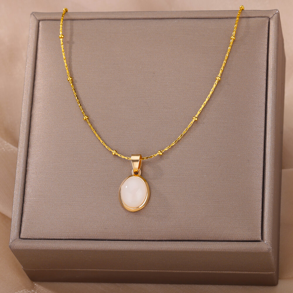 Modny kamień opalowy owalny na – Birth Flower Necklace recenzja i cena