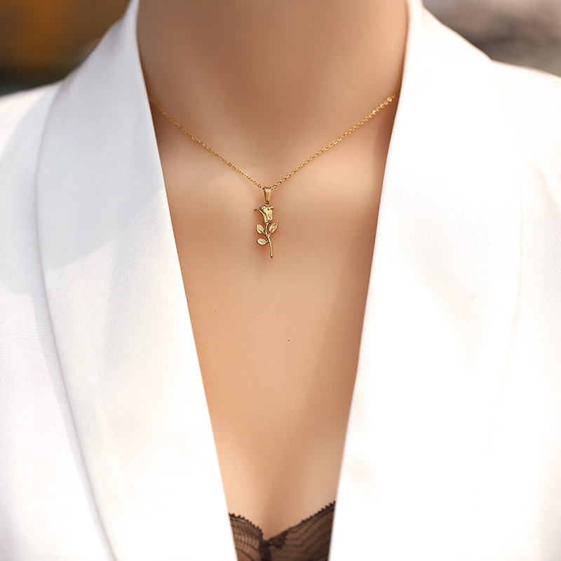 316 stal nierdzewna moda róża  – Birth Flower Necklace recenzja i cena
