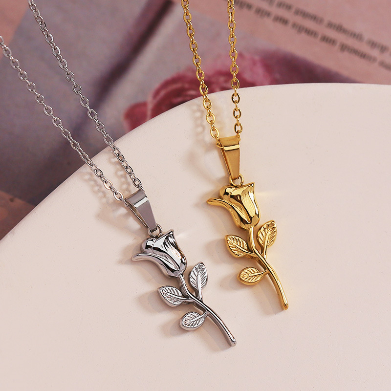 316 stal nierdzewna moda róża  – Birth Flower Necklace recenzja i cena